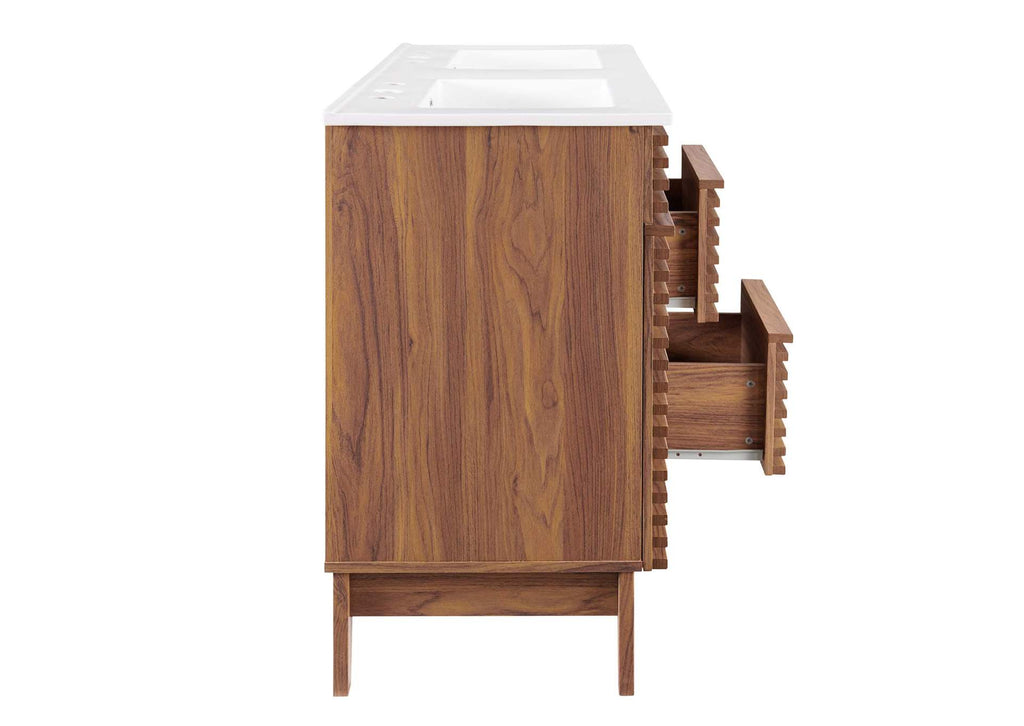 EEI-4441-WAL-WHI Render 48" Double Sink Bathroom Vanity By Modway