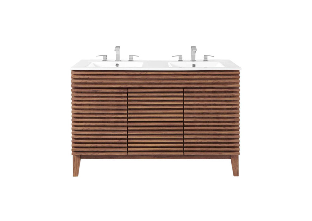 EEI-4441-WAL-WHI Render 48" Double Sink Bathroom Vanity By Modway