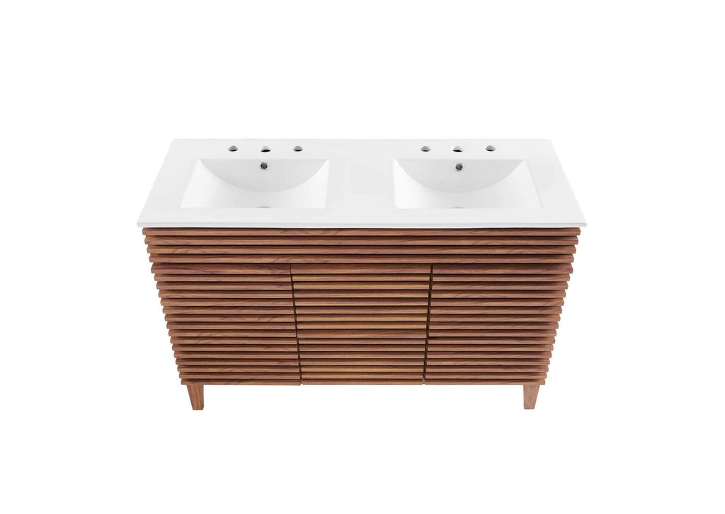 EEI-4441-WAL-WHI Render 48" Double Sink Bathroom Vanity By Modway