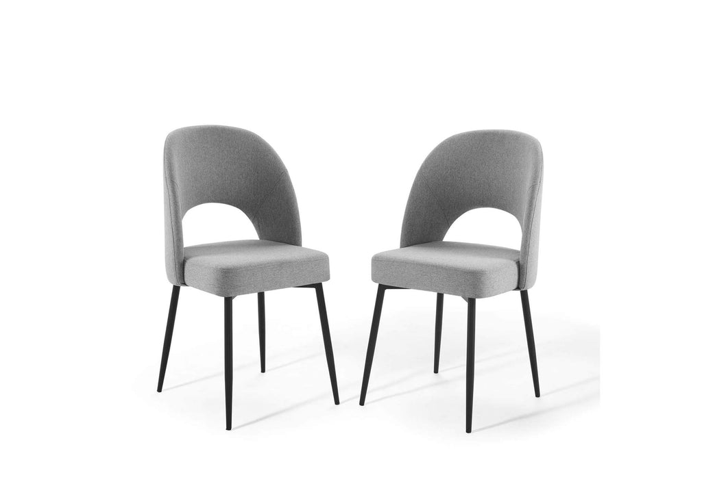 EEI-4490-BLK-LGR Rouse Upholstered Fabric Dining Side Chair Set Of 2 By Modway