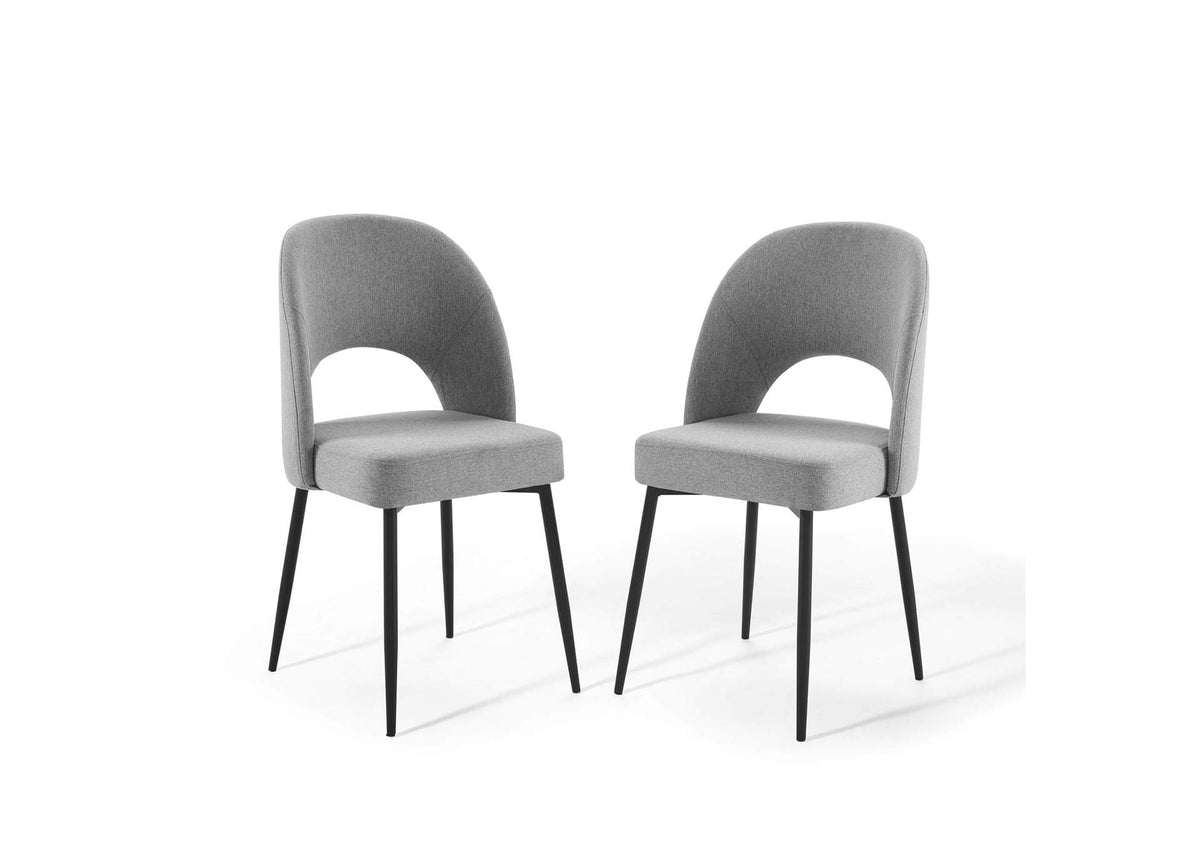 EEI-4490-BLK-LGR Rouse Upholstered Fabric Dining Side Chair Set Of 2 By Modway