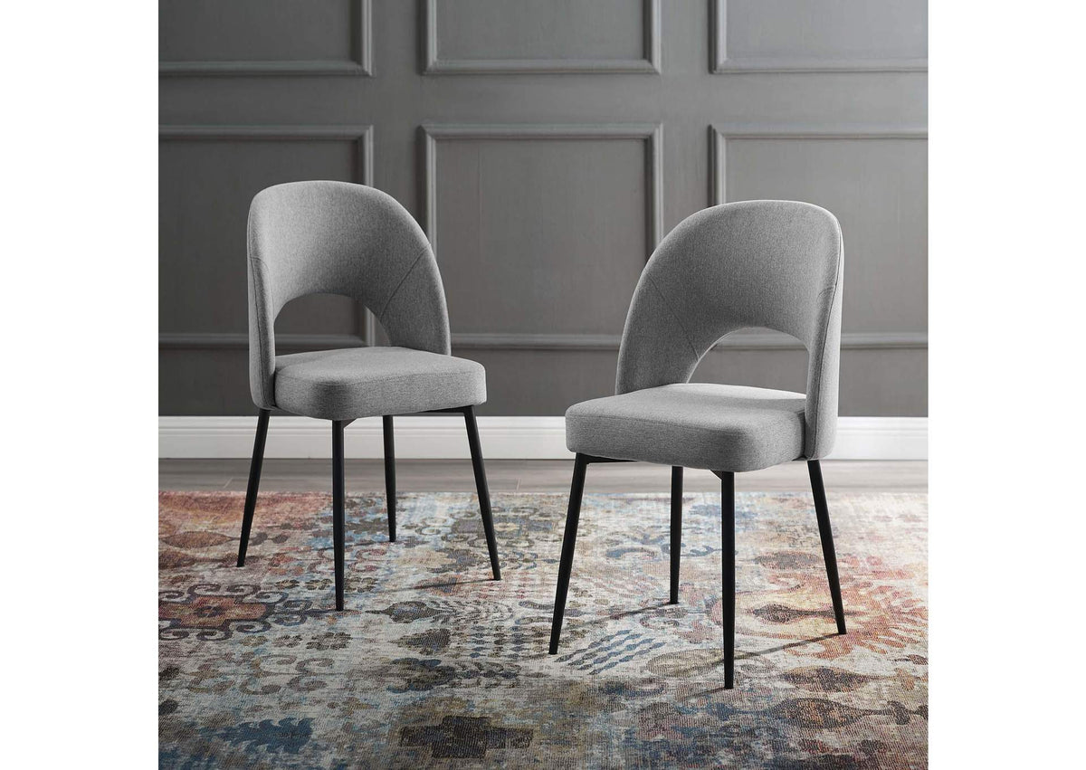 EEI-4490-BLK-LGR Rouse Upholstered Fabric Dining Side Chair Set Of 2 By Modway
