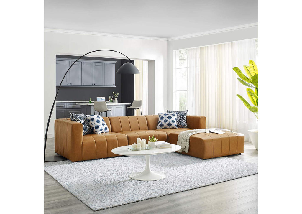 EEI-4517-TAN Bartlett 4-Piece Vegan Leather Sectional Sofa By Modway