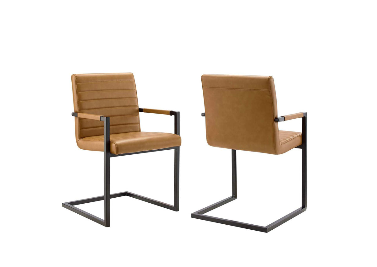 EEI-4522-TAN Savoy Vegan Leather Dining Chairs Set Of 2 By Modway