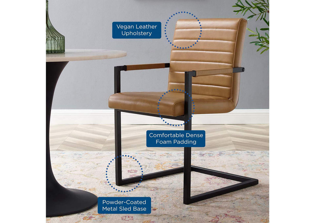 EEI-4522-TAN Savoy Vegan Leather Dining Chairs Set Of 2 By Modway