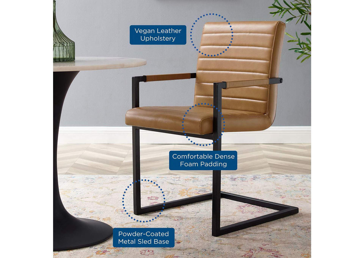 EEI-4522-TAN Savoy Vegan Leather Dining Chairs Set Of 2 By Modway
