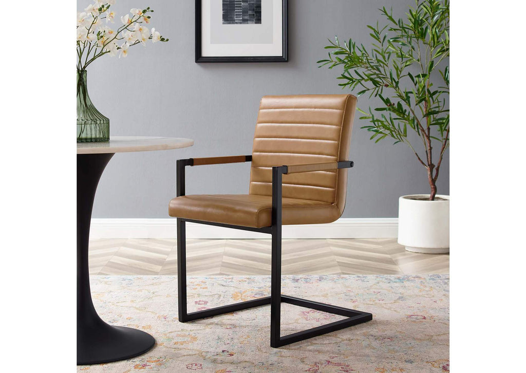 EEI-4522-TAN Savoy Vegan Leather Dining Chairs Set Of 2 By Modway