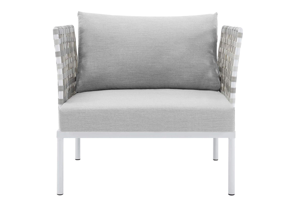 EEI-4541-TAU-GRY Harmony Sunbrella® Basket Weave Outdoor Patio Aluminum Armchair By Modway