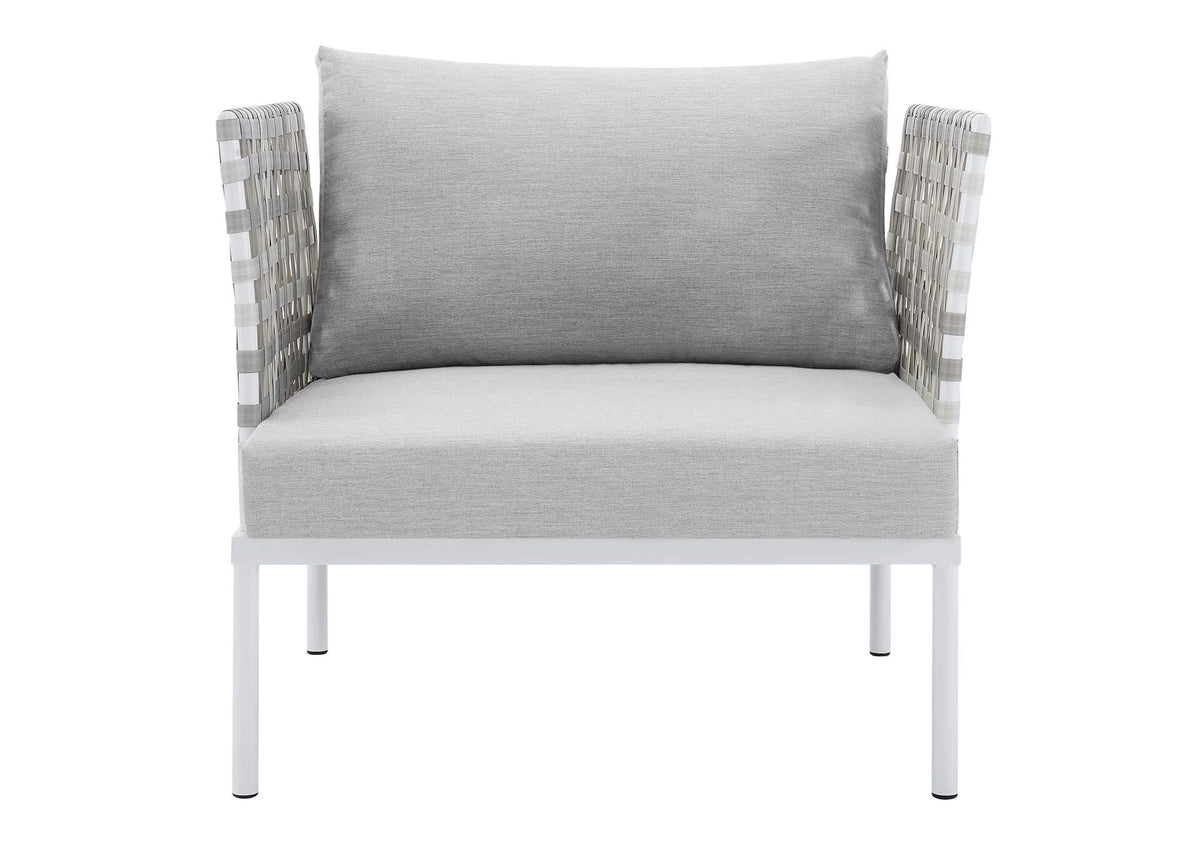 EEI-4541-TAU-GRY Harmony Sunbrella® Basket Weave Outdoor Patio Aluminum Armchair By Modway