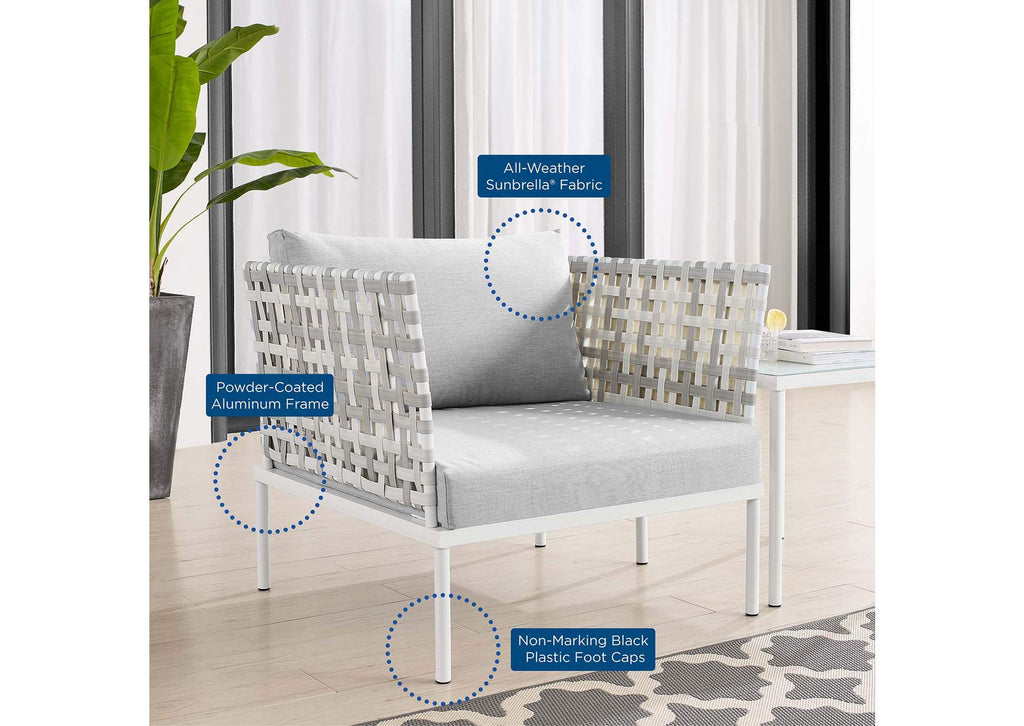 EEI-4541-TAU-GRY Harmony Sunbrella® Basket Weave Outdoor Patio Aluminum Armchair By Modway
