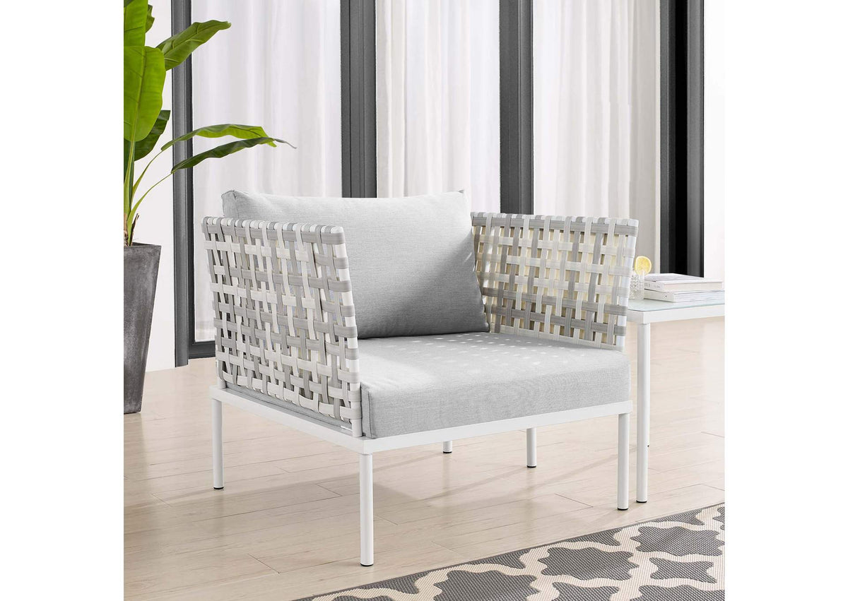 EEI-4541-TAU-GRY Harmony Sunbrella® Basket Weave Outdoor Patio Aluminum Armchair By Modway