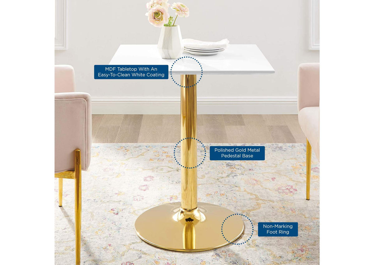 EEI-4546-GLD-WHI Verne 28" Square Dining Table By Modway