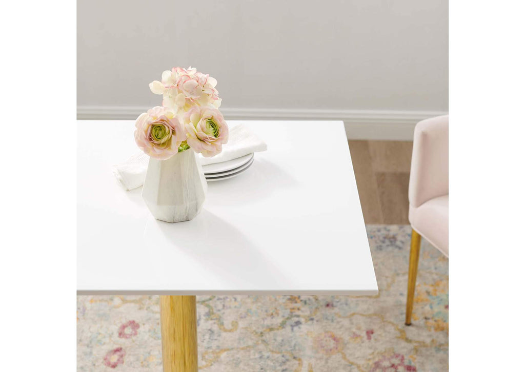 EEI-4546-GLD-WHI Verne 28" Square Dining Table By Modway