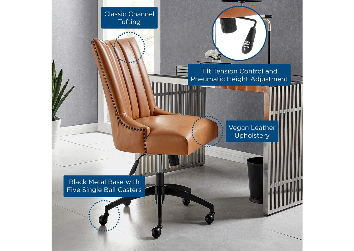 EEI-4577-BLK-TAN Empower Channel Tufted Vegan Leather Office Chair By Modway