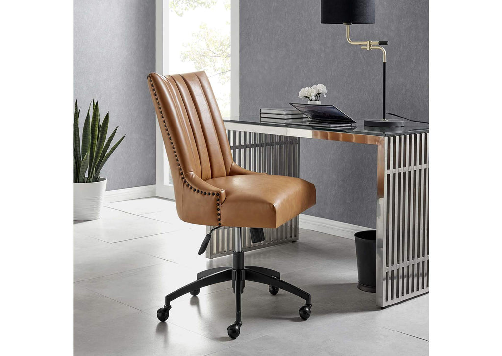 EEI-4577-BLK-TAN Empower Channel Tufted Vegan Leather Office Chair By Modway