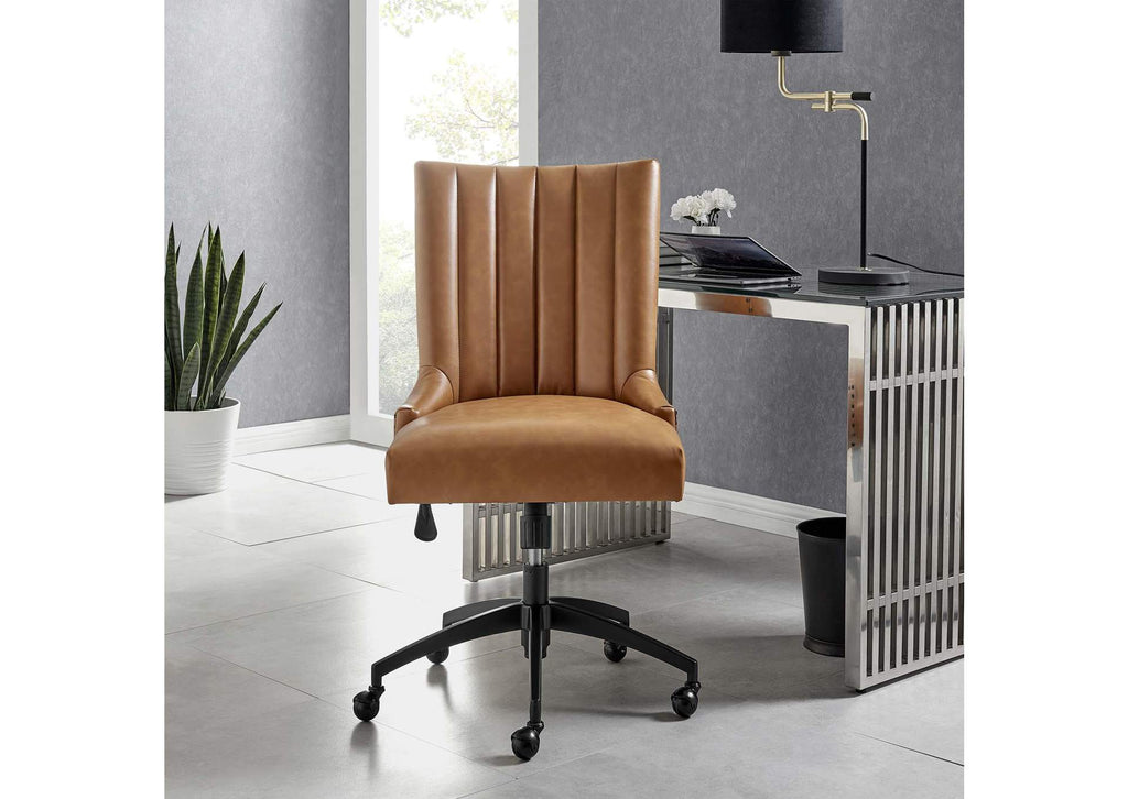 EEI-4577-BLK-TAN Empower Channel Tufted Vegan Leather Office Chair By Modway