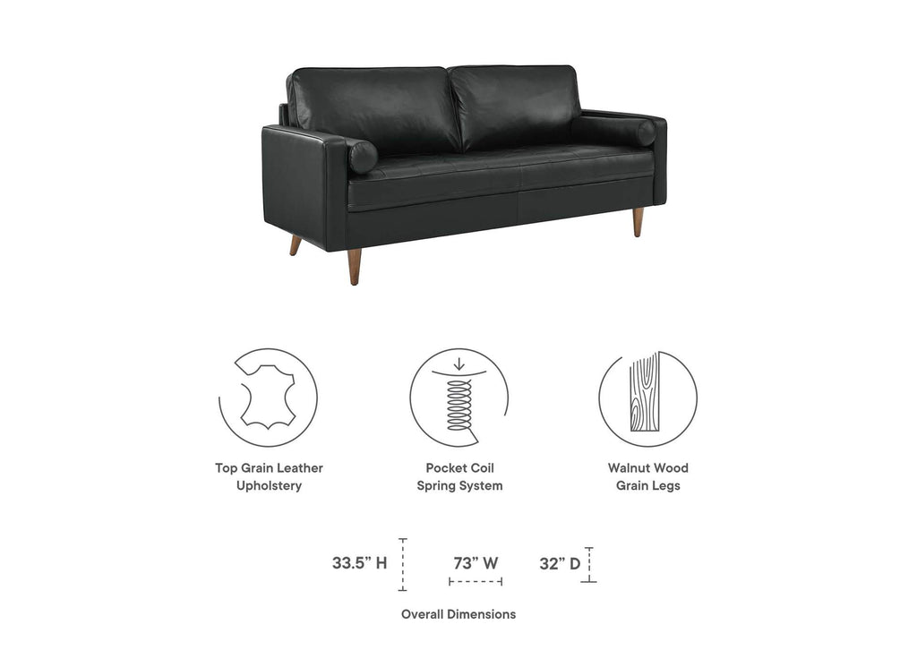 EEI-4633-BLK Valour Leather Sofa By Modway