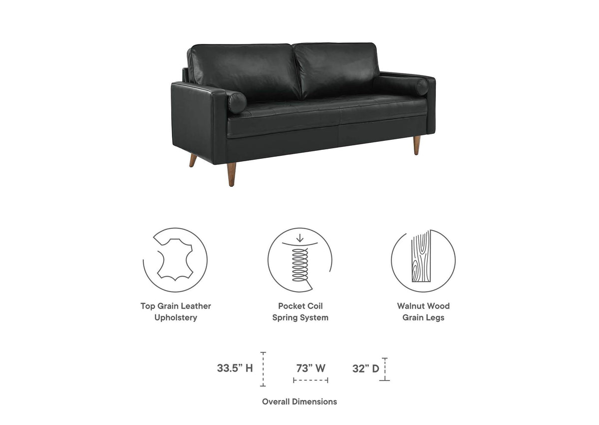 EEI-4633-BLK Valour Leather Sofa By Modway