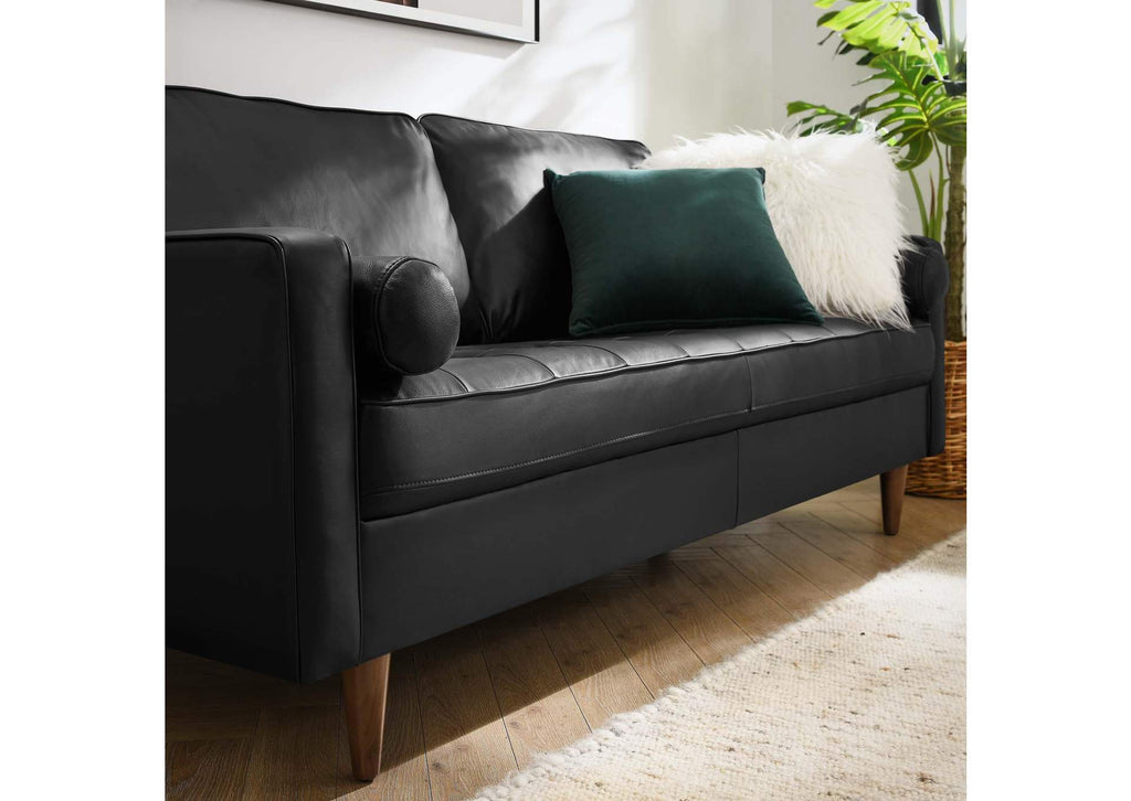 EEI-4633-BLK Valour Leather Sofa By Modway
