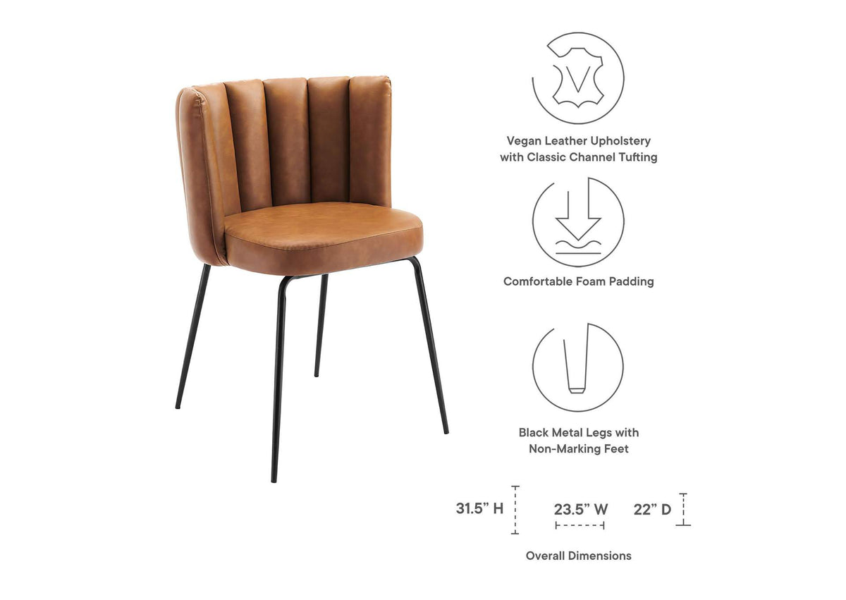 EEI-4676-BLK-TAN Virtue Vegan Leather Dining Chair Set Of 2 By Modway