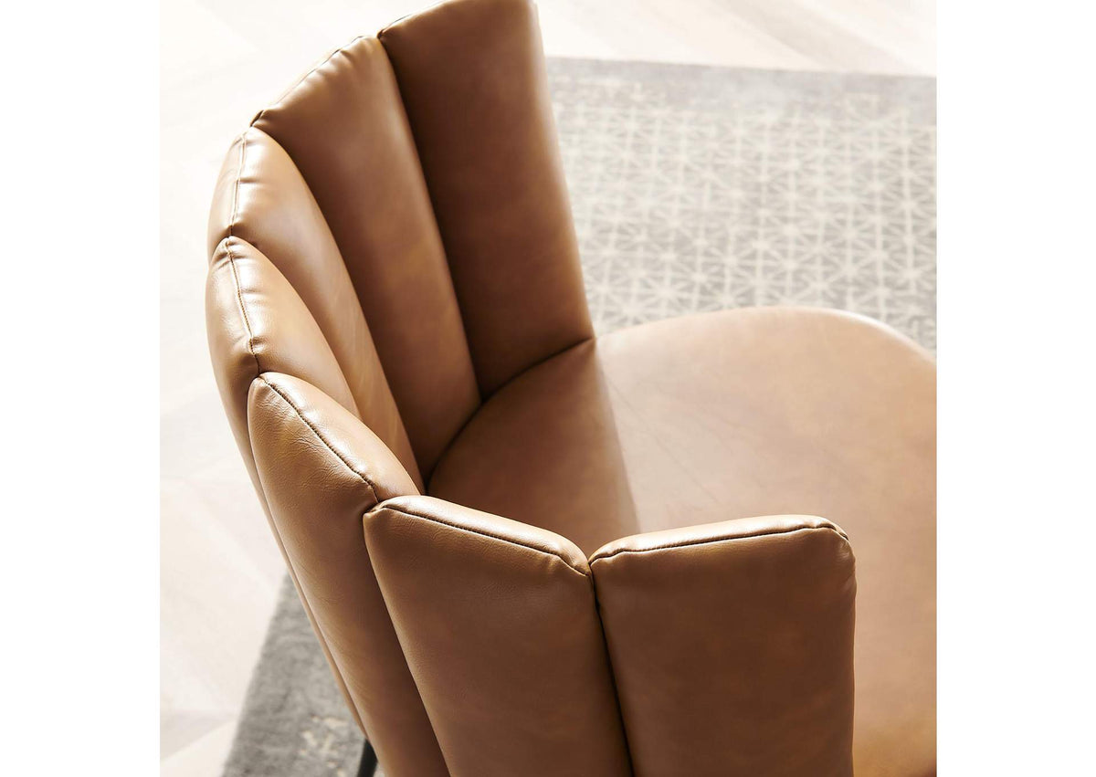 EEI-4676-BLK-TAN Virtue Vegan Leather Dining Chair Set Of 2 By Modway