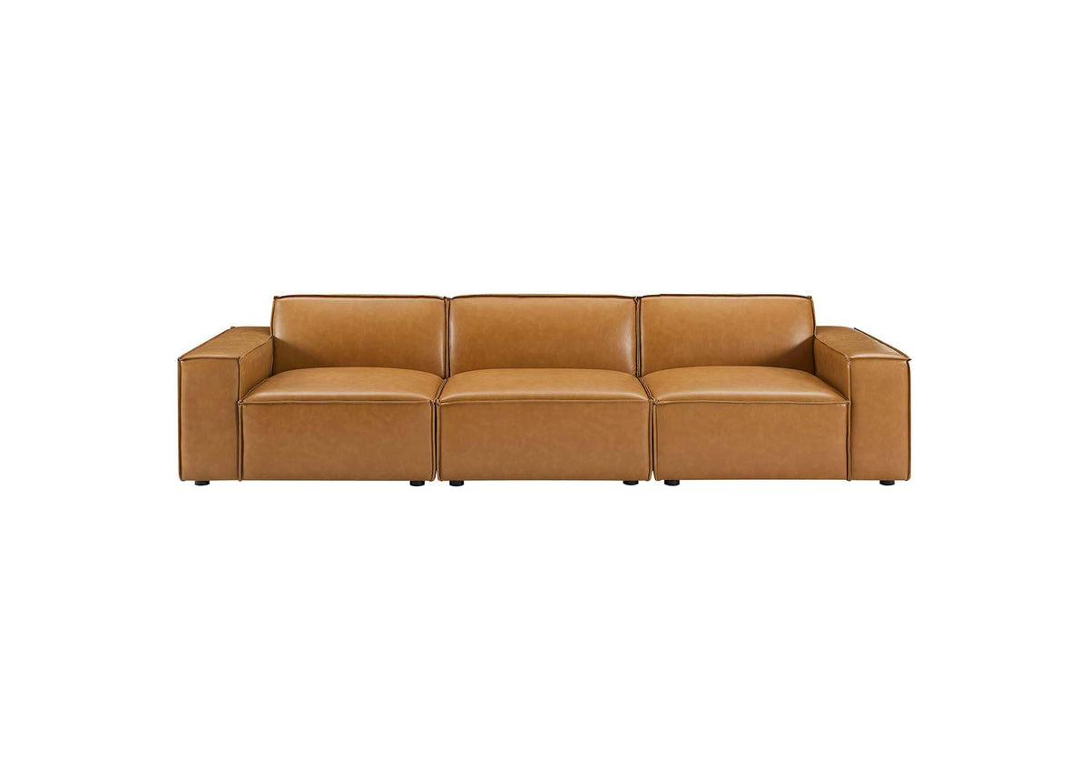 EEI-4708-TAN Restore 3-Piece Vegan Leather Sofa By Modway