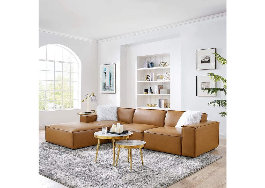 EEI-4709-TAN Restore 4-Piece Vegan Leather Sectional Sofa By Modway