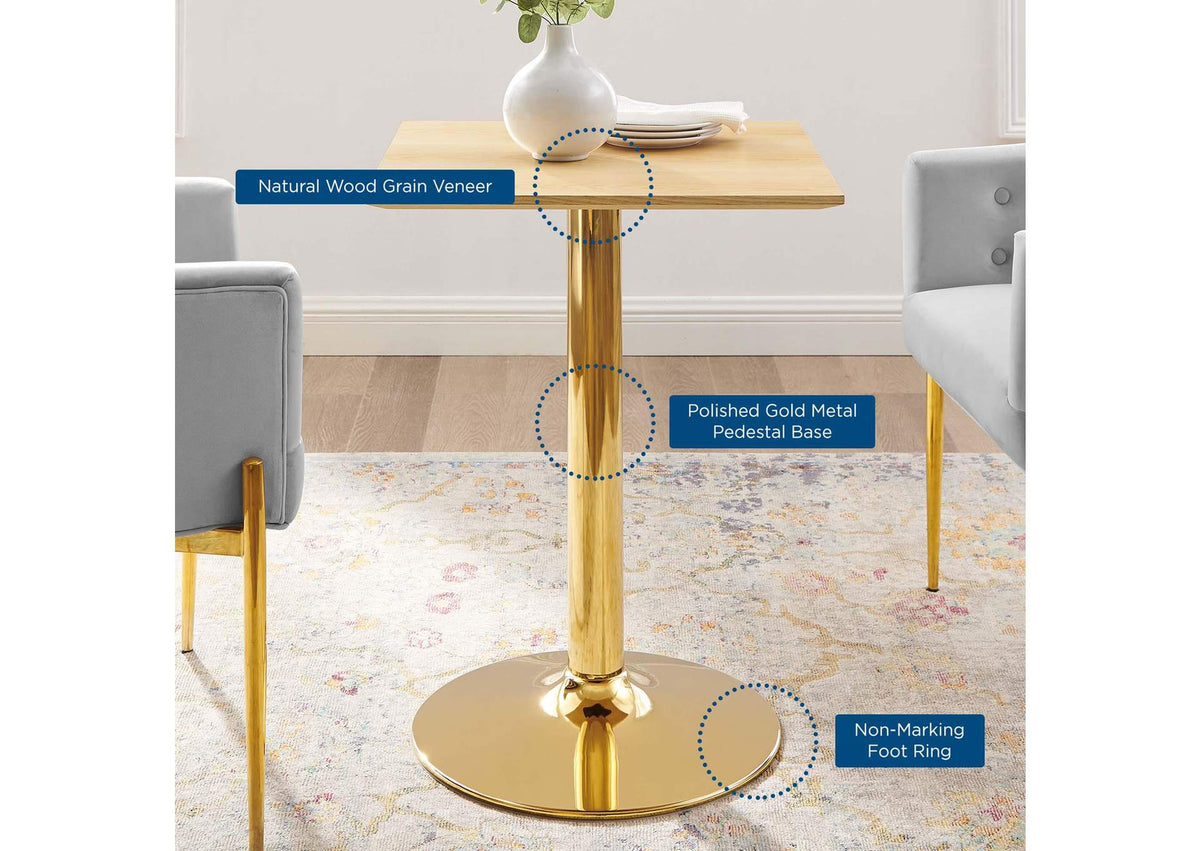 EEI-4741-GLD-NAT Verne 24" Square Dining Table By Modway