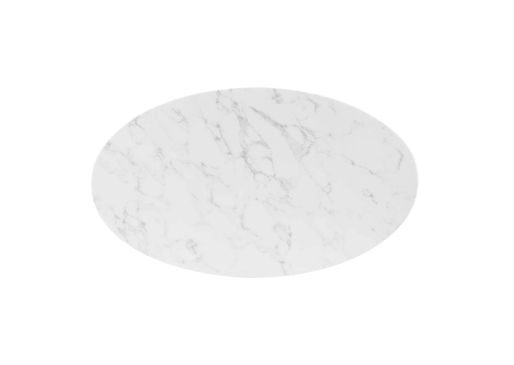 EEI-4752-GLD-WHI Verne 48" Oval Artificial Marble Dining Table By Modway