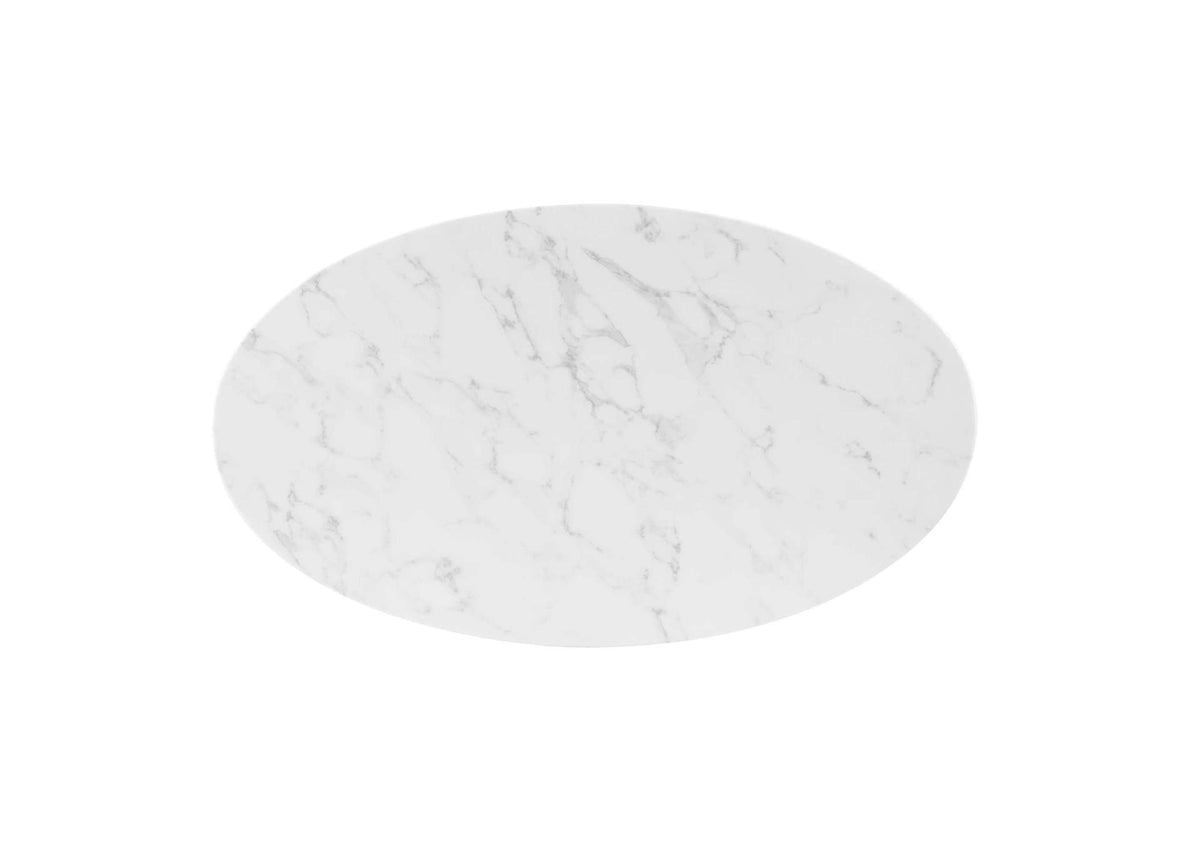 EEI-4752-GLD-WHI Verne 48" Oval Artificial Marble Dining Table By Modway