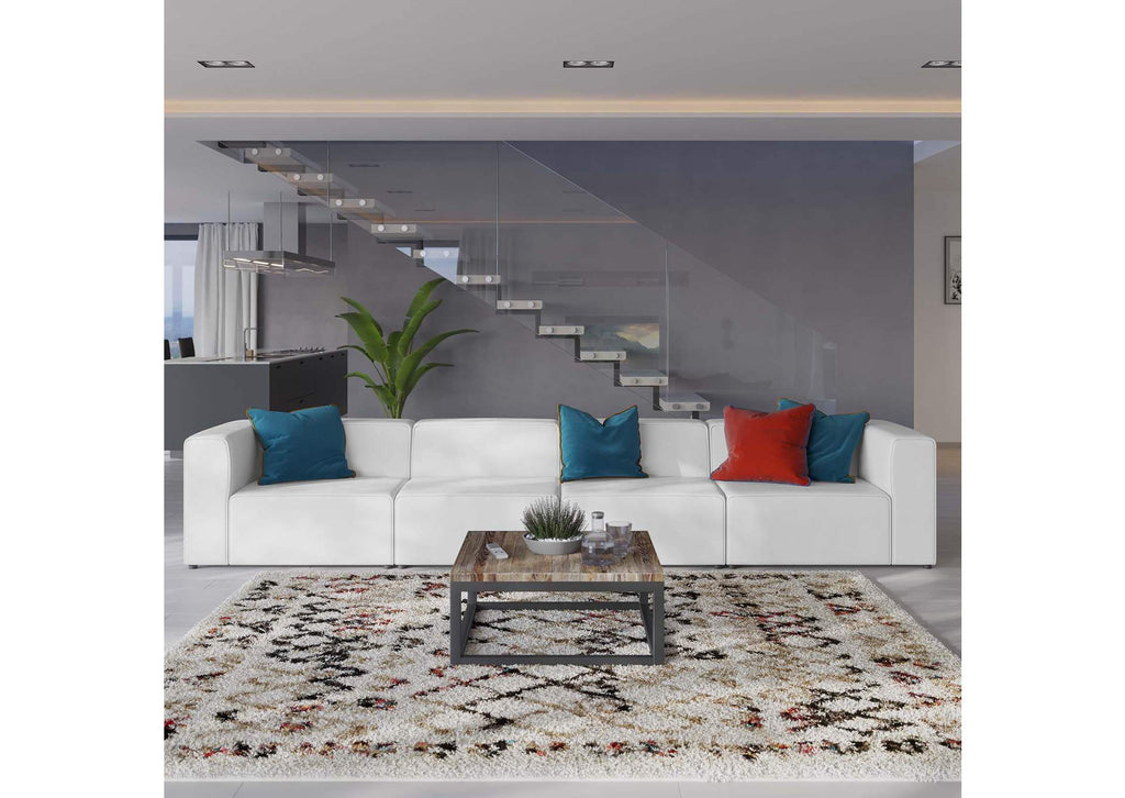 EEI-4793-WHI Mingle 4-Piece Vegan Leather Sectional Sofa By Modway