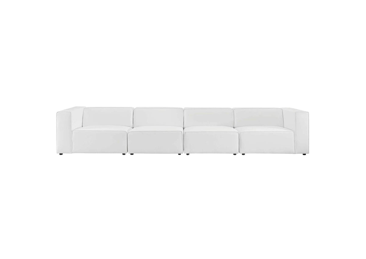 EEI-4793-WHI Mingle 4-Piece Vegan Leather Sectional Sofa By Modway