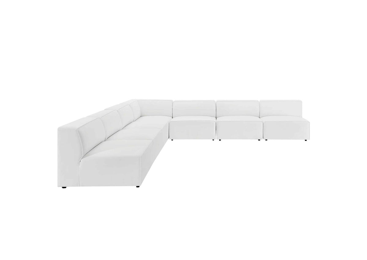 EEI-4797-WHI Mingle 7-Piece Vegan Leather Sectional Sofa By Modway