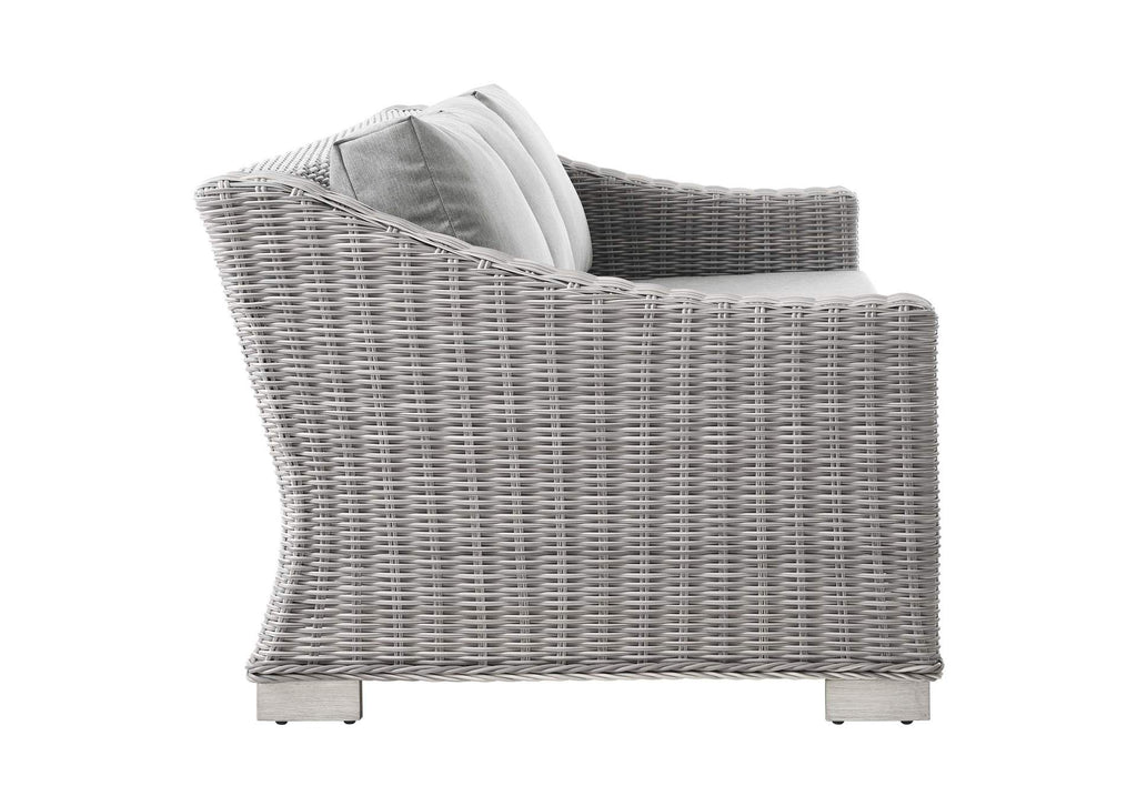 EEI-4842-LGR-GRY Conway Outdoor Patio Wicker Rattan Sofa By Modway