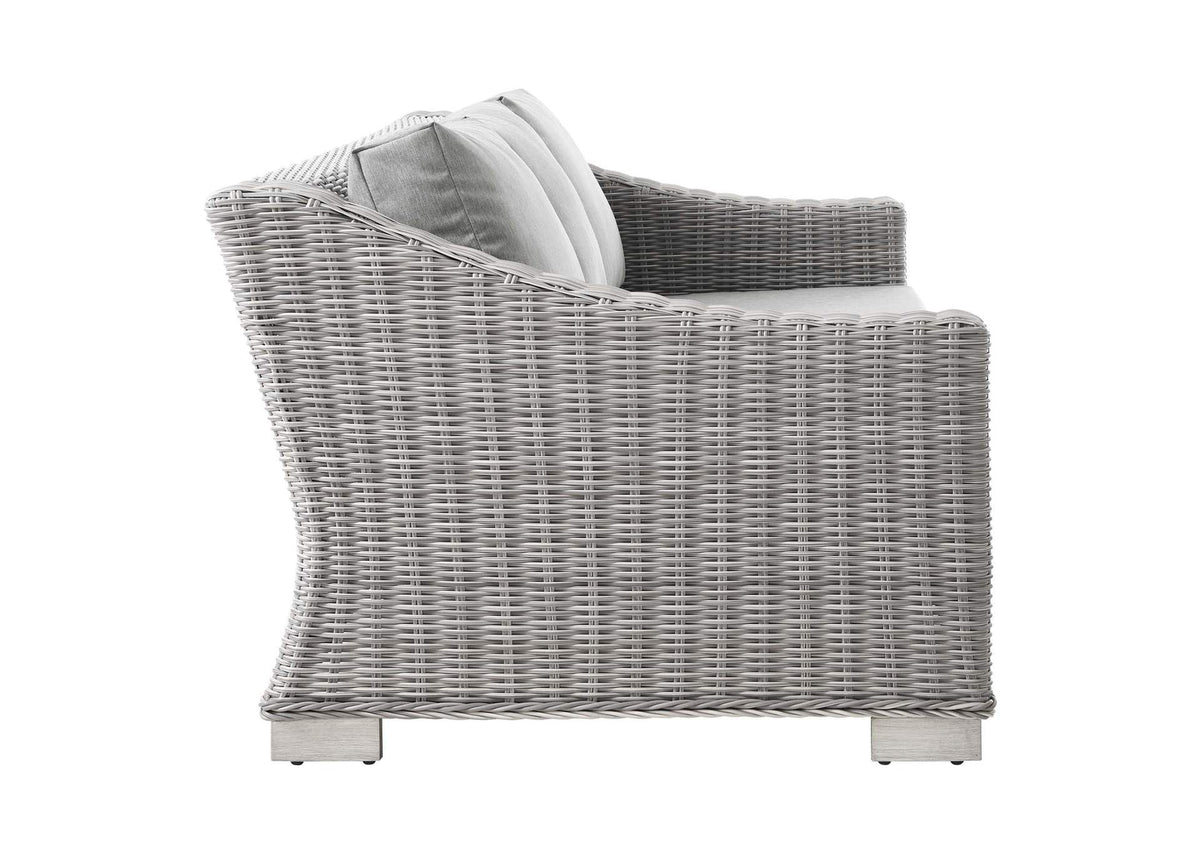 EEI-4842-LGR-GRY Conway Outdoor Patio Wicker Rattan Sofa By Modway