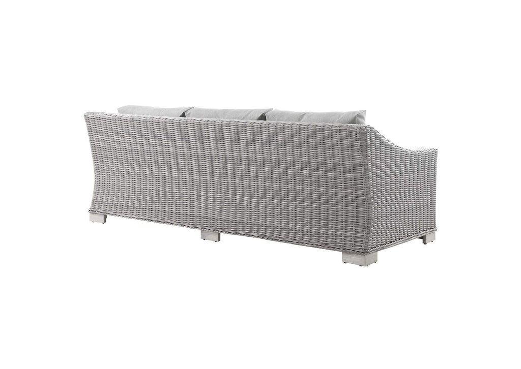 EEI-4842-LGR-GRY Conway Outdoor Patio Wicker Rattan Sofa By Modway