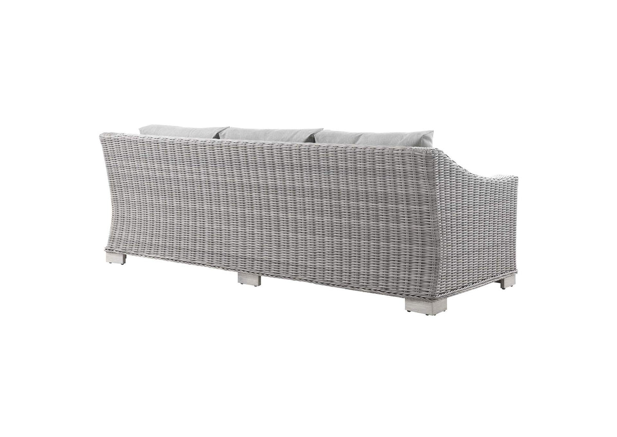 EEI-4842-LGR-GRY Conway Outdoor Patio Wicker Rattan Sofa By Modway