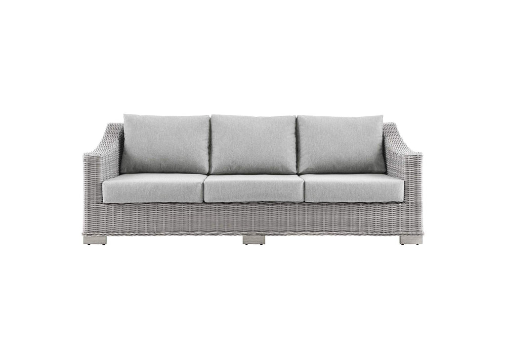 EEI-4842-LGR-GRY Conway Outdoor Patio Wicker Rattan Sofa By Modway