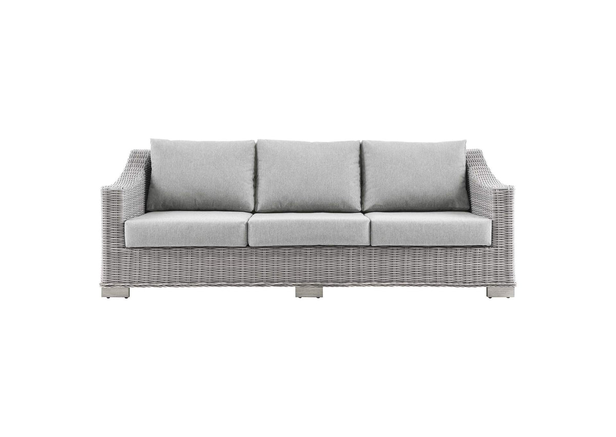 EEI-4842-LGR-GRY Conway Outdoor Patio Wicker Rattan Sofa By Modway