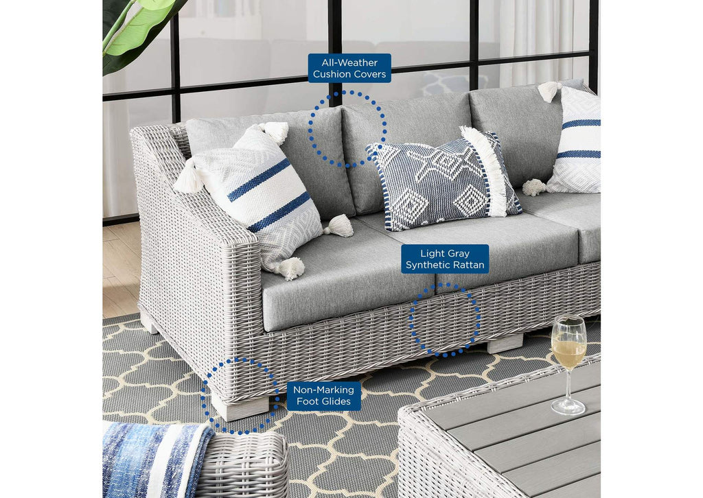EEI-4842-LGR-GRY Conway Outdoor Patio Wicker Rattan Sofa By Modway