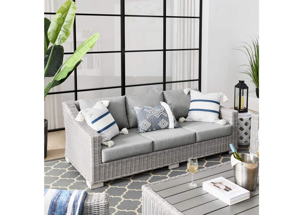 EEI-4842-LGR-GRY Conway Outdoor Patio Wicker Rattan Sofa By Modway
