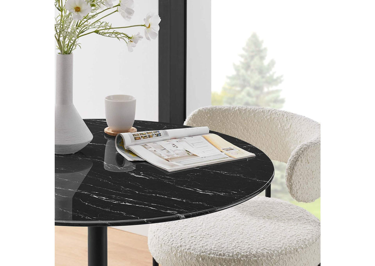 EEI-4868-BLK-BLK Lippa 36" Round Faux Marble Dining Table By Modway