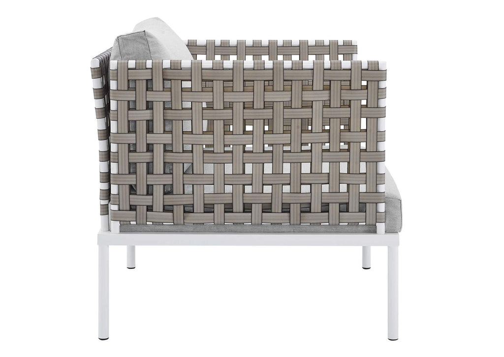 EEI-4954-TAN-GRY Harmony Sunbrella® Basket Weave Outdoor Patio Aluminum Armchair By Modway