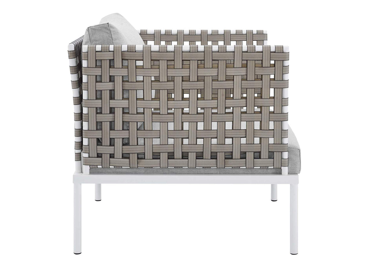 EEI-4954-TAN-GRY Harmony Sunbrella® Basket Weave Outdoor Patio Aluminum Armchair By Modway