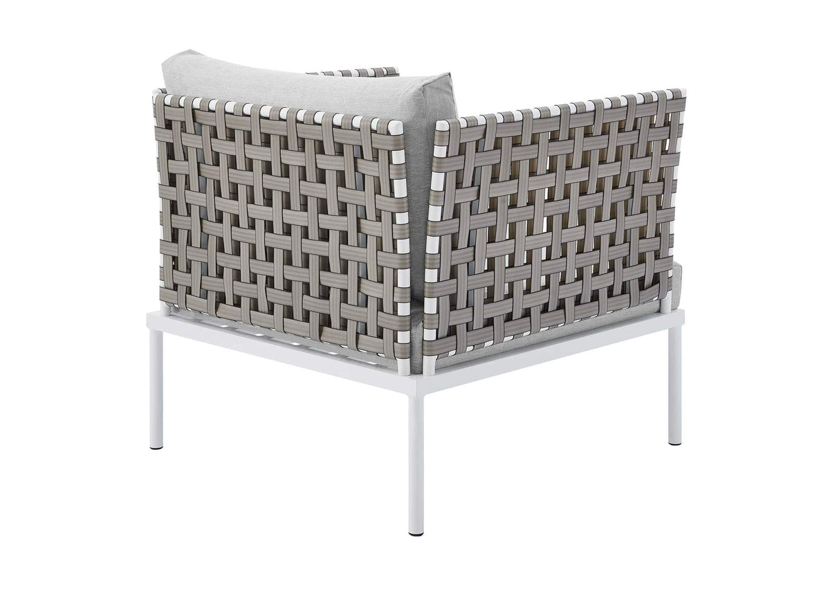 EEI-4954-TAN-GRY Harmony Sunbrella® Basket Weave Outdoor Patio Aluminum Armchair By Modway