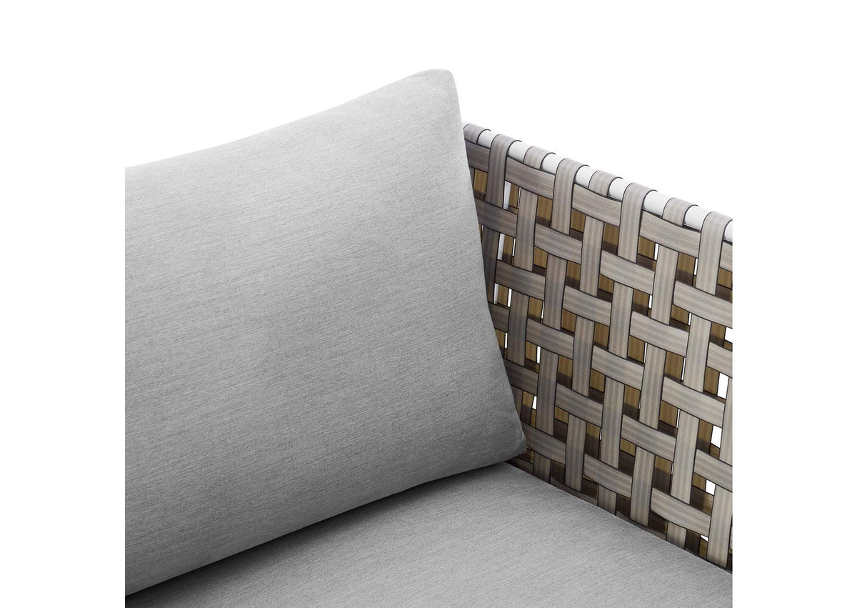 EEI-4954-TAN-GRY Harmony Sunbrella® Basket Weave Outdoor Patio Aluminum Armchair By Modway