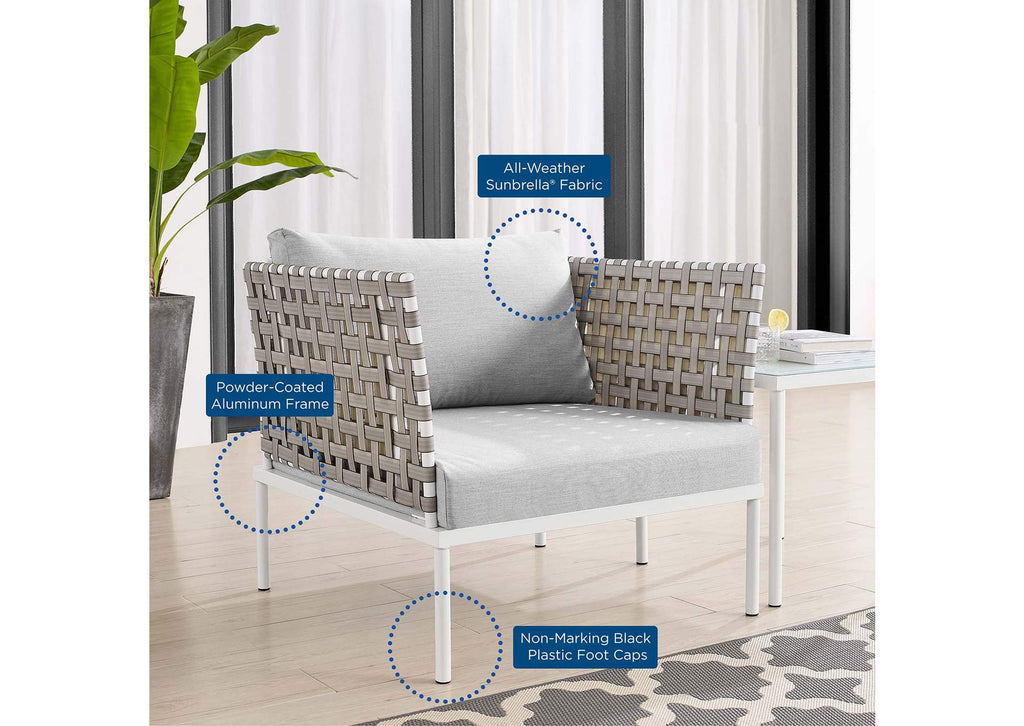 EEI-4954-TAN-GRY Harmony Sunbrella® Basket Weave Outdoor Patio Aluminum Armchair By Modway