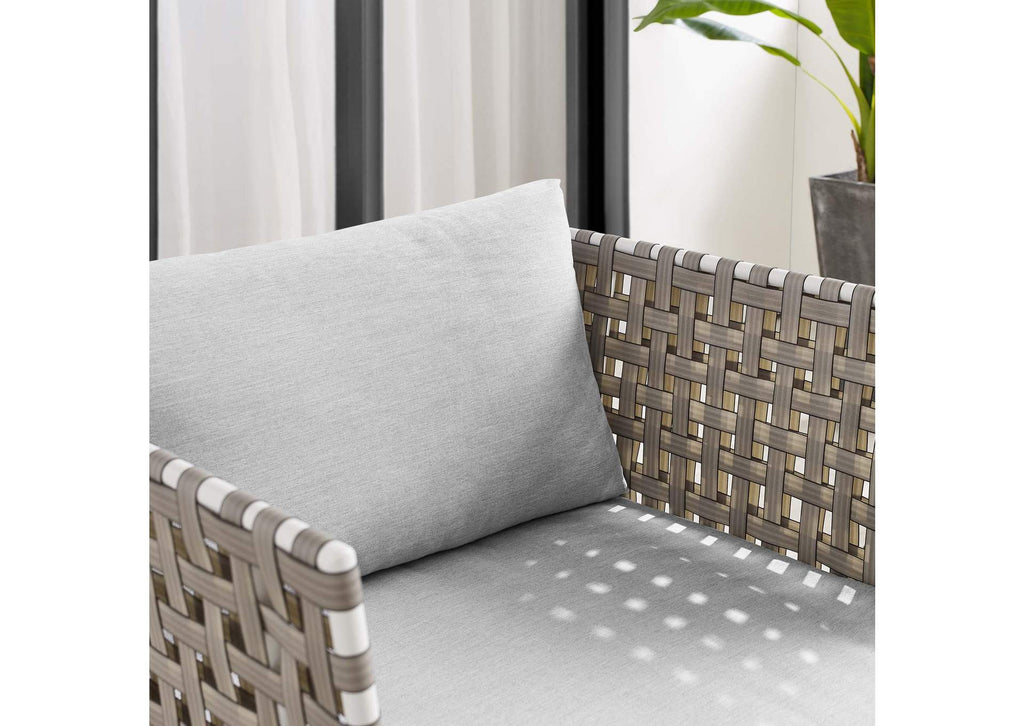 EEI-4954-TAN-GRY Harmony Sunbrella® Basket Weave Outdoor Patio Aluminum Armchair By Modway