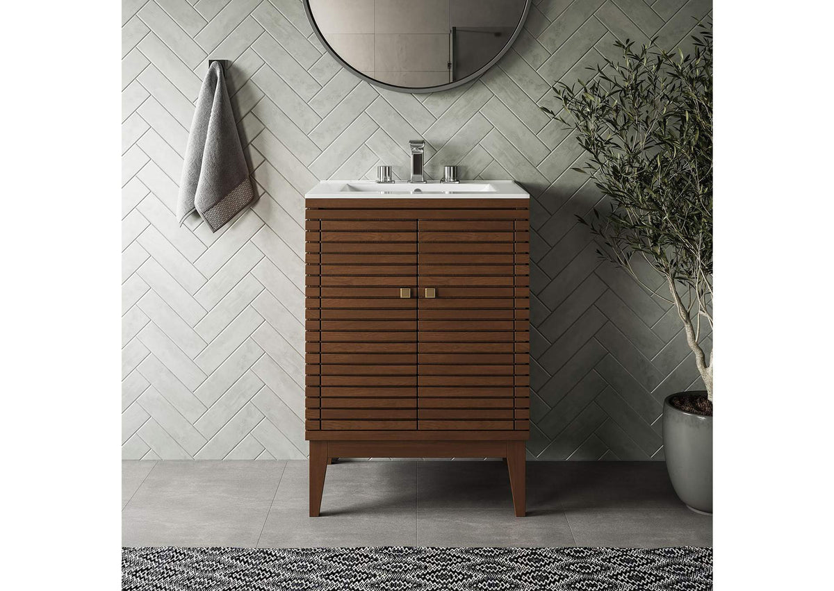 EEI-5114-WAL-WHI Ledger 24" Bathroom Vanity By Modway