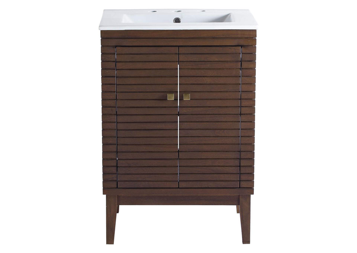 EEI-5114-WAL-WHI Ledger 24" Bathroom Vanity By Modway